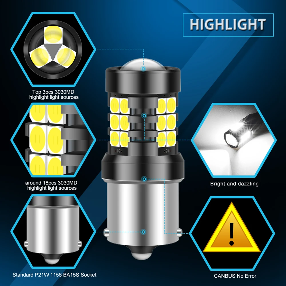 Дневные ходовые огни 2x ba15s белые светодиодсветодиодный дневные Canbus без ошибок 1156