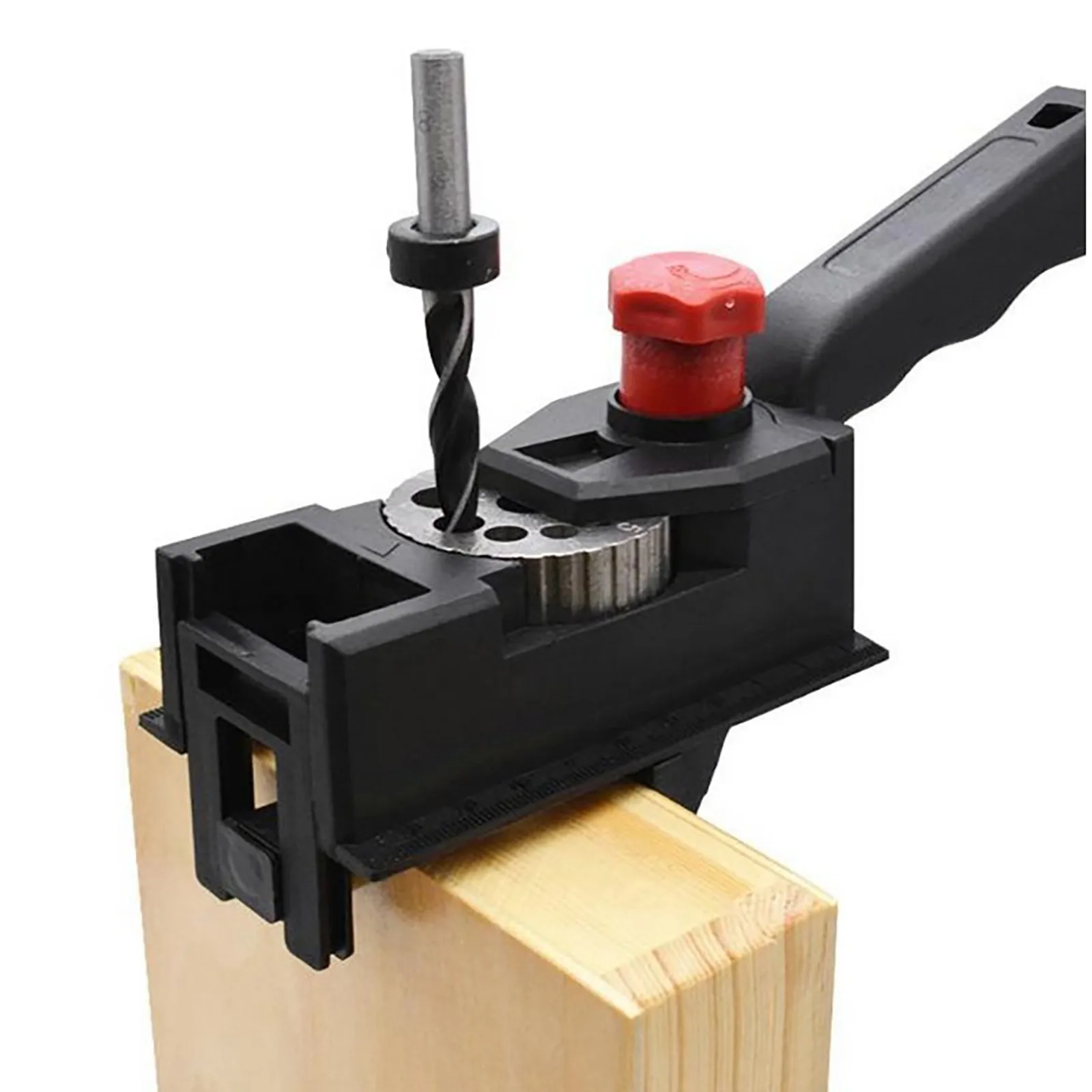 

Punch Locator 10 Holes Woodworking Punching Positioning Fixture Device DIY 3mm-12mm Bit Limit Ring With Scale Ruler