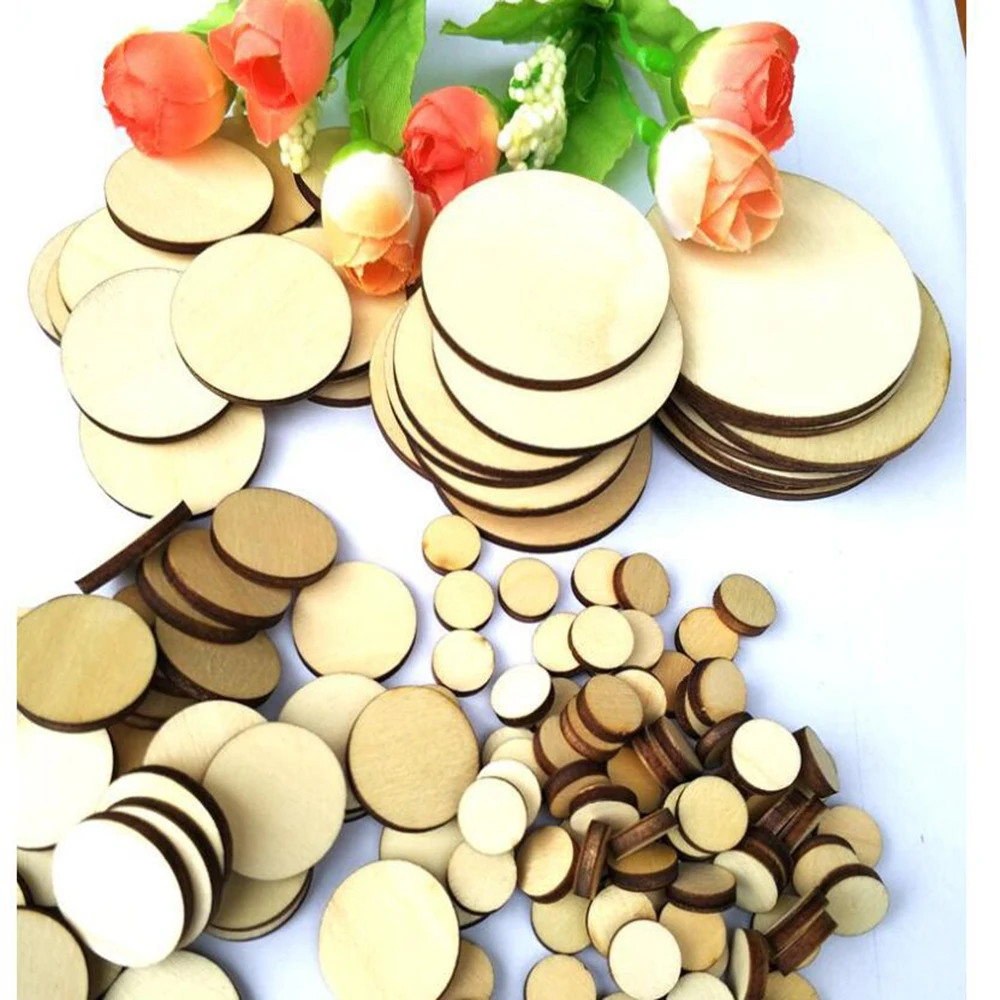 Натуральный пустое дерево штук ломтик круглый Незаконченные деревянные диски