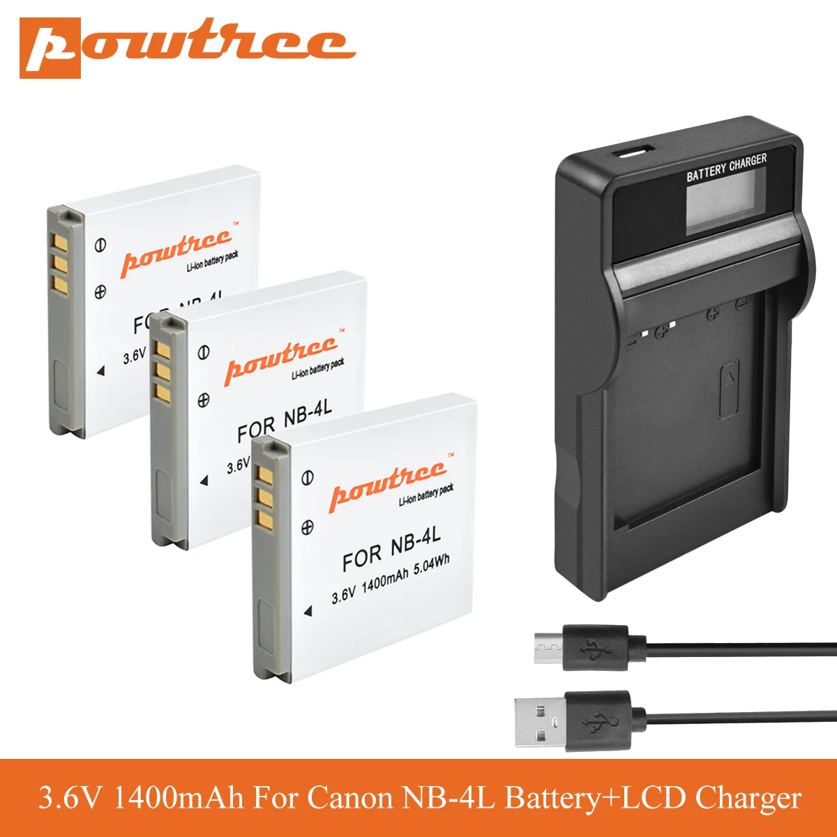 Запасной литий ионный аккумулятор POWTREE NB 4L 1400 мАч для цифровой камеры Canon IXUS 30 40 50 55