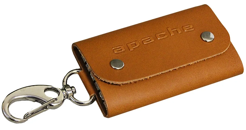 Ключница из кожи карманная мужская КС-А рыжий Apache чехол для ключей натуральной