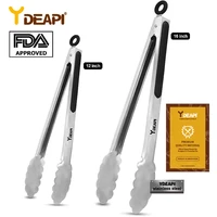 ydeapi extra long stainless steel bbq grilling tong salad bread serving tong non stick kitchen barbecue grilling cooking tong