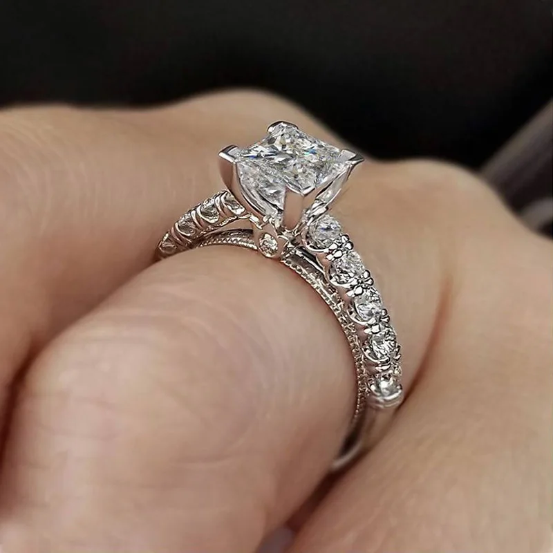 

Simple Classic Solitaire Cubic Zircon CZ Stone Band Ring For Women Wedding Engagement Party Jewelry Top Quality Gift B4M749