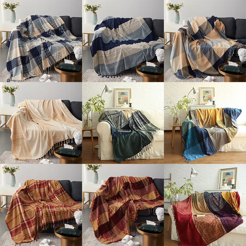 

Nordic Plaid Chenille Sofa Throw Blanket Airplane Travel Blanket For Bed Living Room Boho Decoration Home Decor Sofa Cover Throw