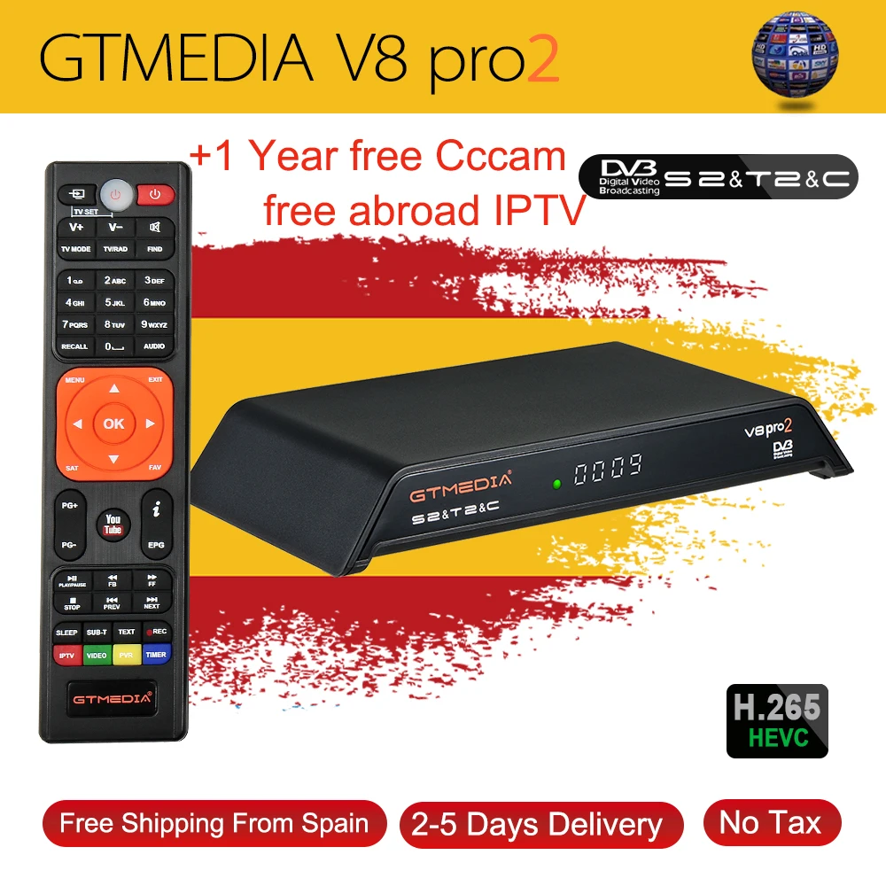 GTMedia V8 Pro2 DVB-T2/S2/Cable/S2X спутниковый ресивер H.265 встроенный wifi с 1 год 5 линия cccam Поддержка IPTV PowerVu Biss ключ