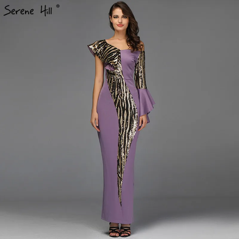 Фиолетовые Сексуальные вечерние платья на одно плечо 2021 блестящие русалки с