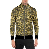 ifpd eu size stand collar jacket baroque court style zipper jacket men 3d print crown golden floral luxury women plus size coat