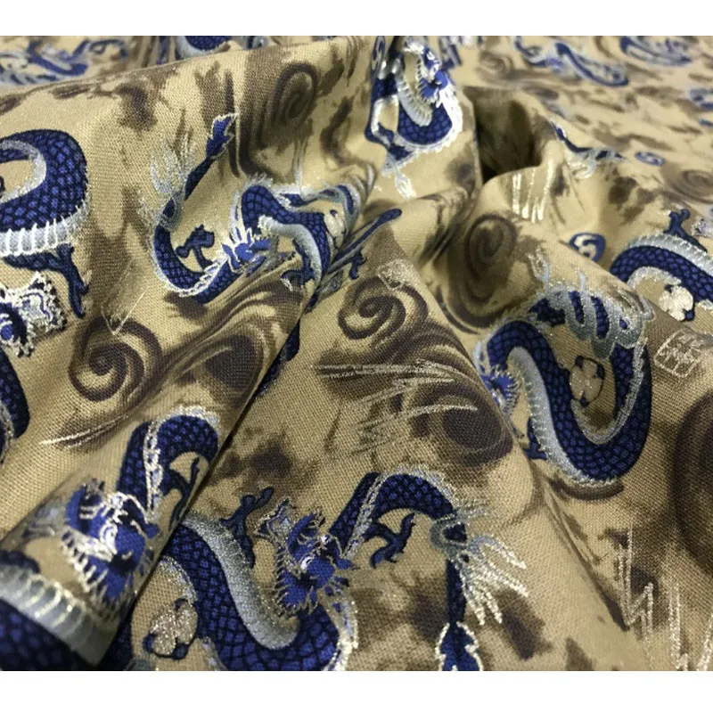 Высококачественное японское кимоно с драконом ткань из черного хлопка принтом