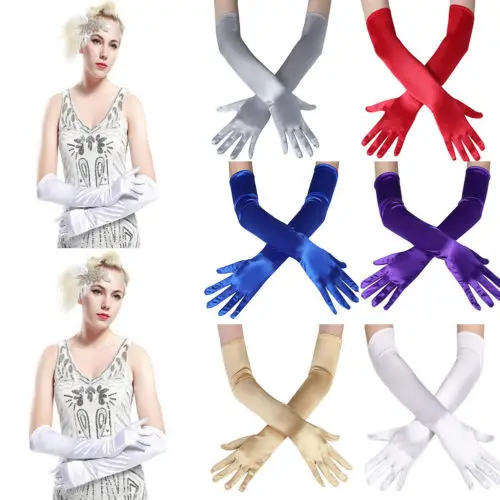 

New Fashion Women's Long Gloves Satin Opera Ball Evening Prom Party Costume Glove Female solid Color Cosplay Accessories