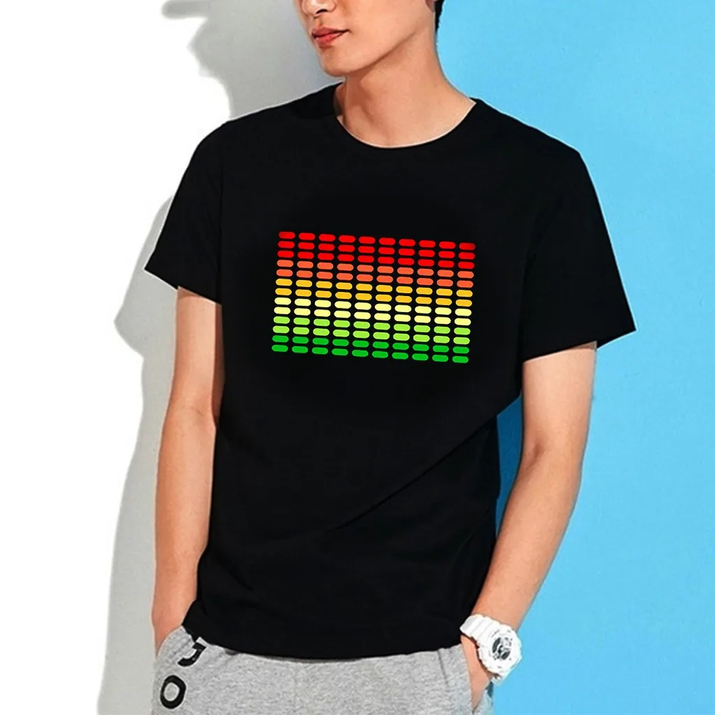Мужская футболка вечерние дискотека DJ звуковая активация топ светодиодный