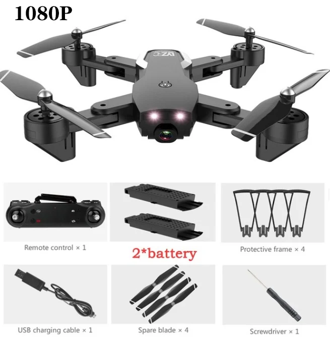 Black 1080P 2B L107 Дрон 4K 2,4G wifi FPV с широкоугольным двойным HD Вертолет камеры игрушка 20 минут долгое время полета складной портативный - Цвет: Black 1080P 2B