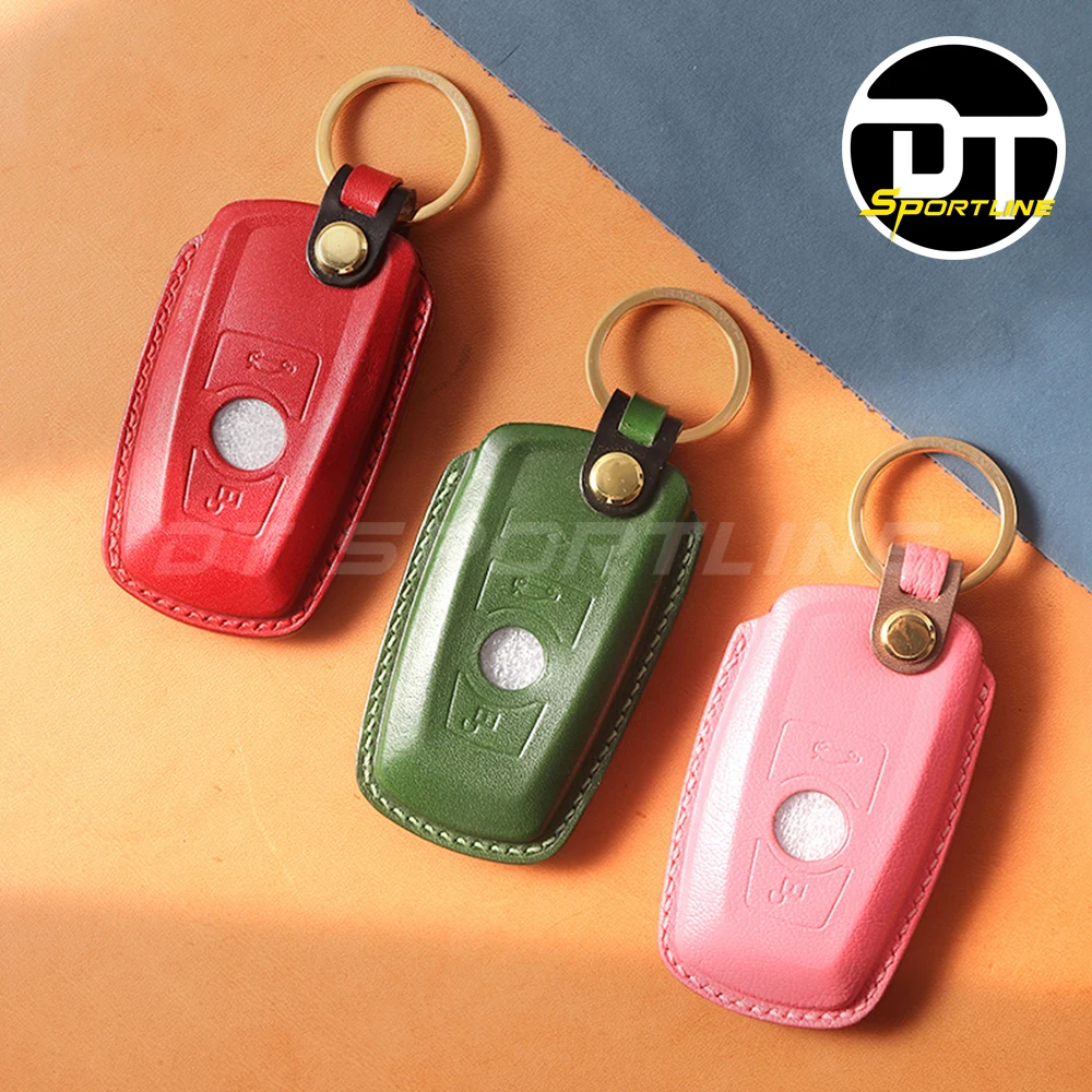

Hand Stitched Vegetable Leather Leather Car Key Case for bmw f01 X3 X5 E46 E38 Handmade Vintage Leather Handmade Car Key Cover