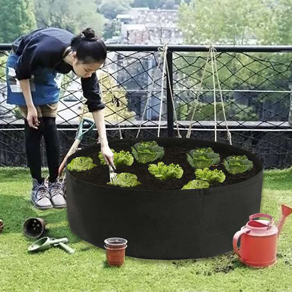 Vegetable box nursery farm production planting bag round elevated plant bed garden flower stand breathable felt fabric | Дом и сад