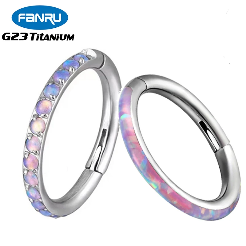 

F136 Titanium Piercing Earring Daith Opal Hinged Clicker Conch Ring Open Small Nasal Nose Septum Cartilage Body Piercing Jewelry