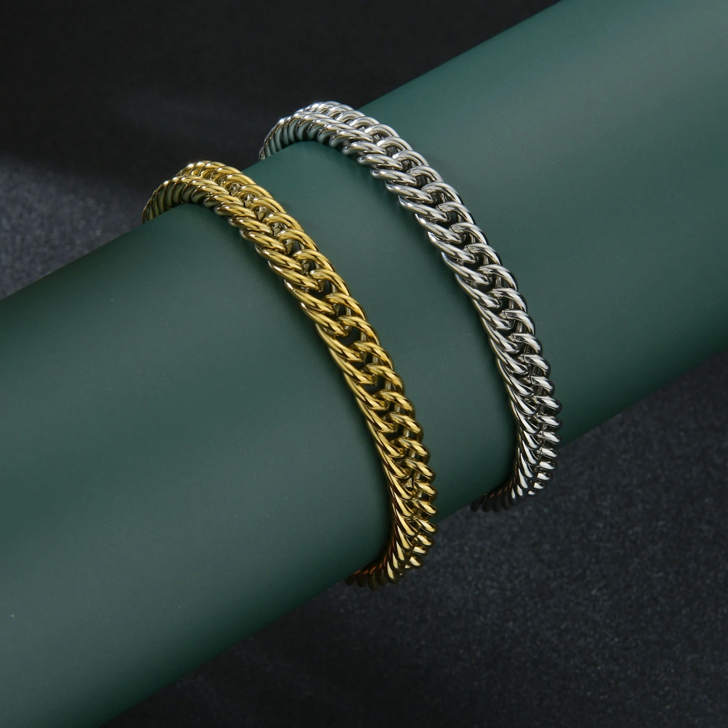 Браслеты-цепочки из кубинской панцирной цепи для мужчин и женщин