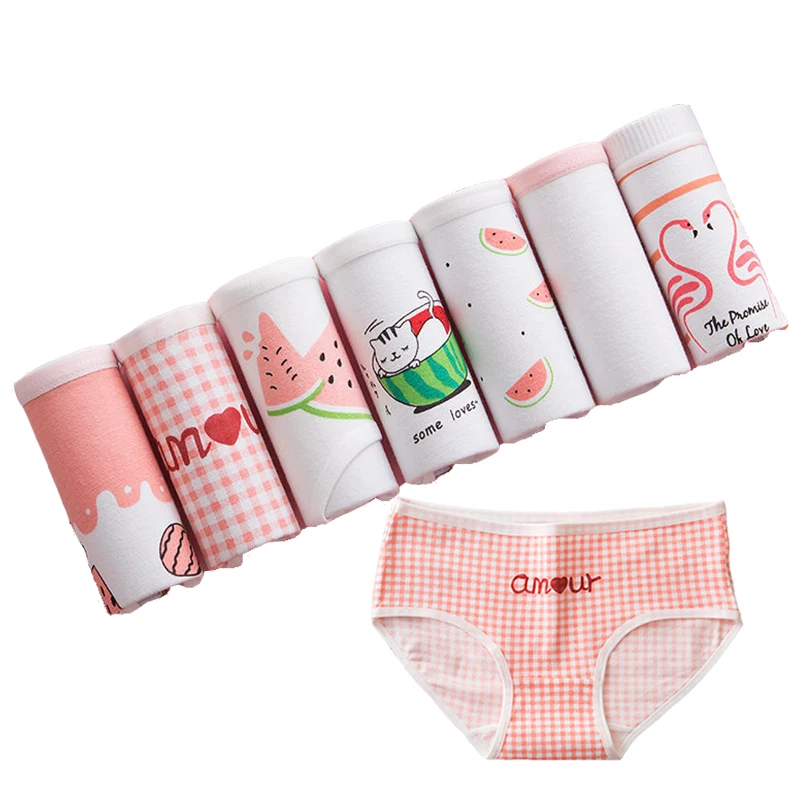 7 шт./компл. хлопковое нижнее белье женские сексуальные трусы фруктовые для