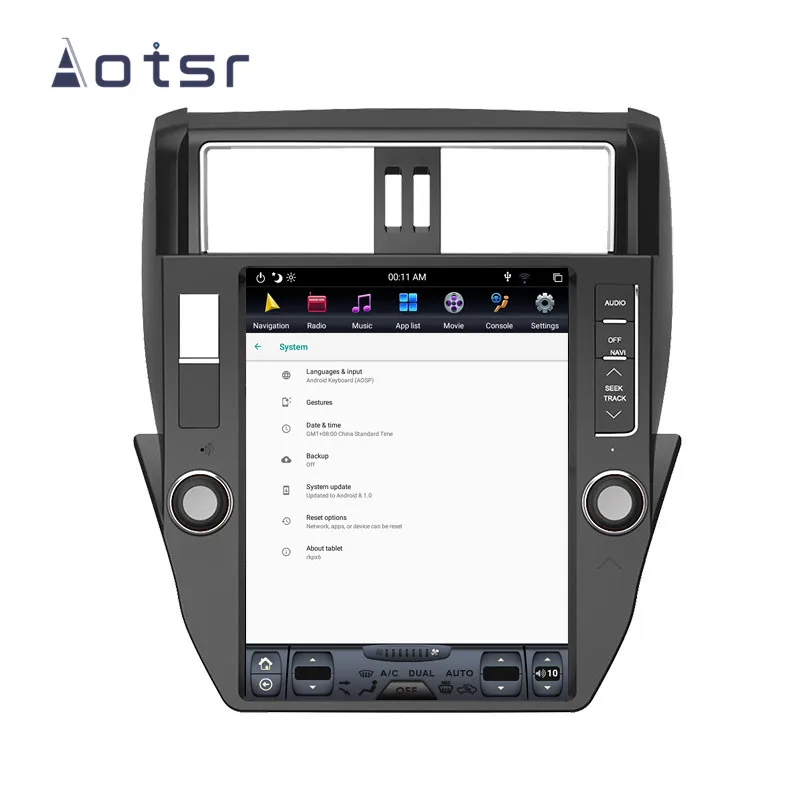 Автомобильный DVD-плеер в стиле Tesla на Android 8 GPS-навигатор для TOYOTA Land Cruiser Prado 150 2010-2013