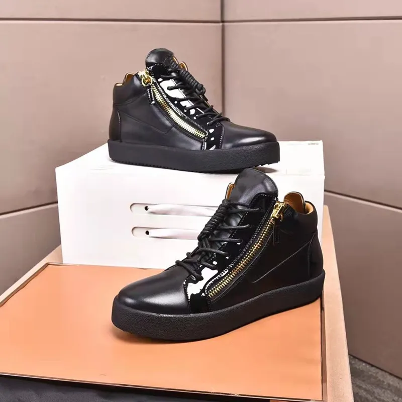 

Кроссовки мужские с круглым носком, высокий верх, молния, на толстой подошве, на шнуровке, Спортивная брендовая Дизайнерская обувь из натура...