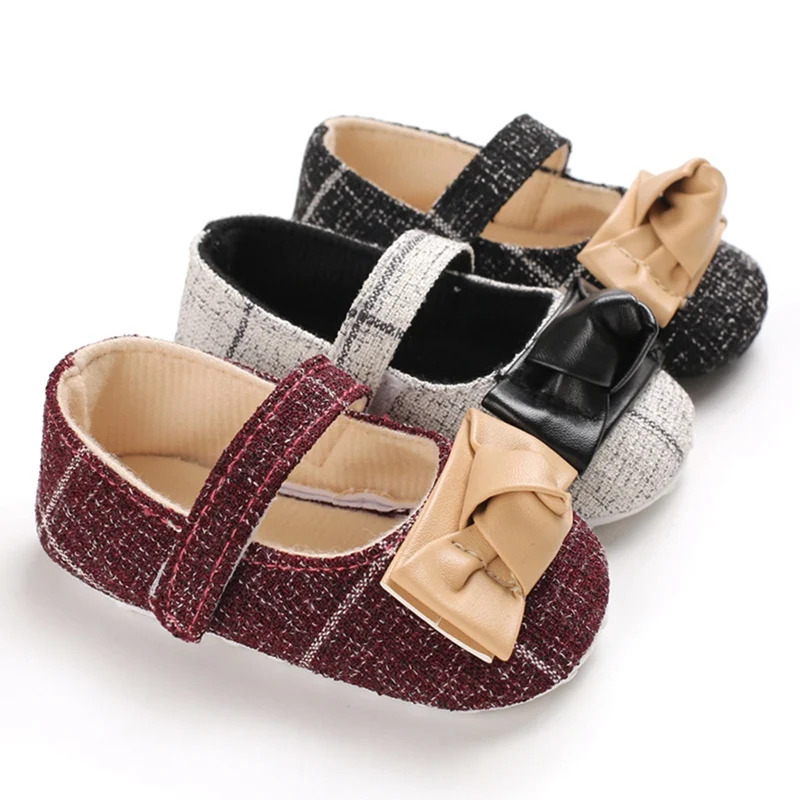 Zapatos de cuna con dise&ntilde;o de lazo anudado para beb&eacute;, suela blanda de princesa, para primeros pasos-2