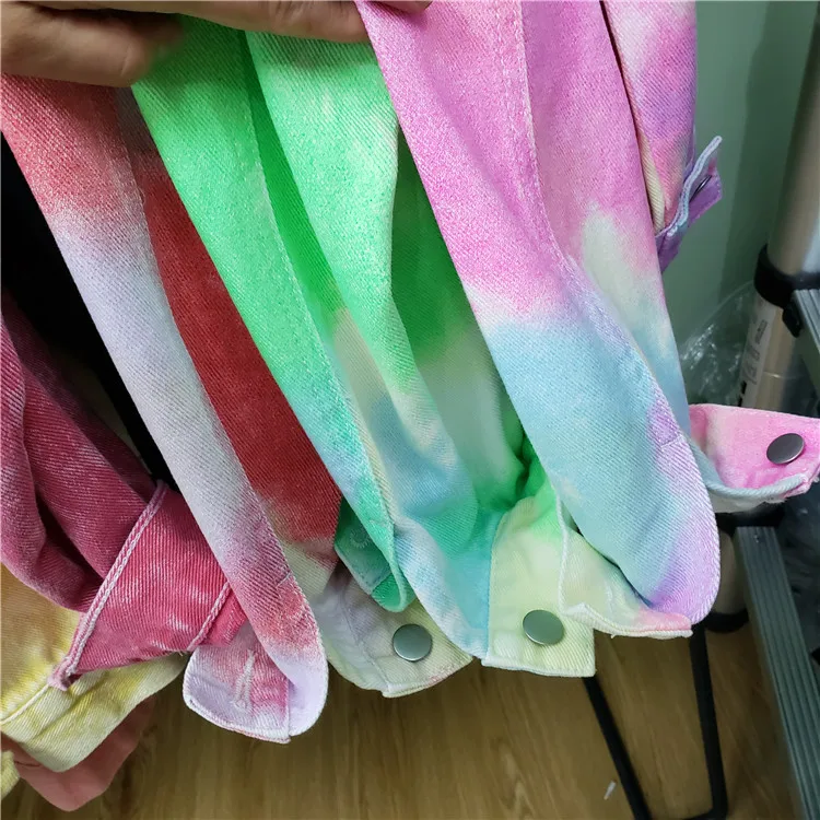 Женская разноцветная Свободная джинсовая куртка с длинным рукавом и градиентным