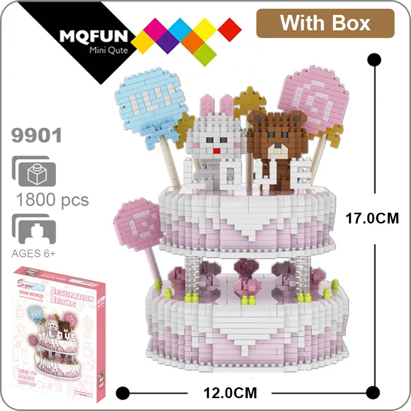 

ZRK Happy Birthday Gift Cake Candy Watermelon Ice Cream Popsicle 3D Model DIY Diamond Mini Building Blocks Brick educational Toy