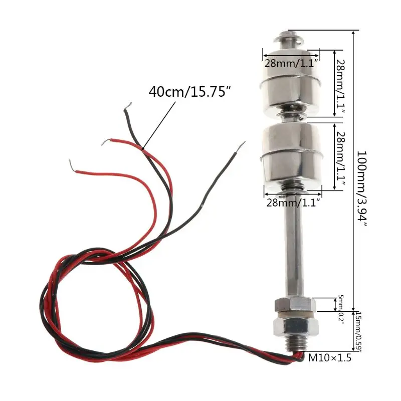 

AC 220V 10W 100mm Stainless Steel Float Switch Auto Tank Liquid Water Level Sensor Float Switch