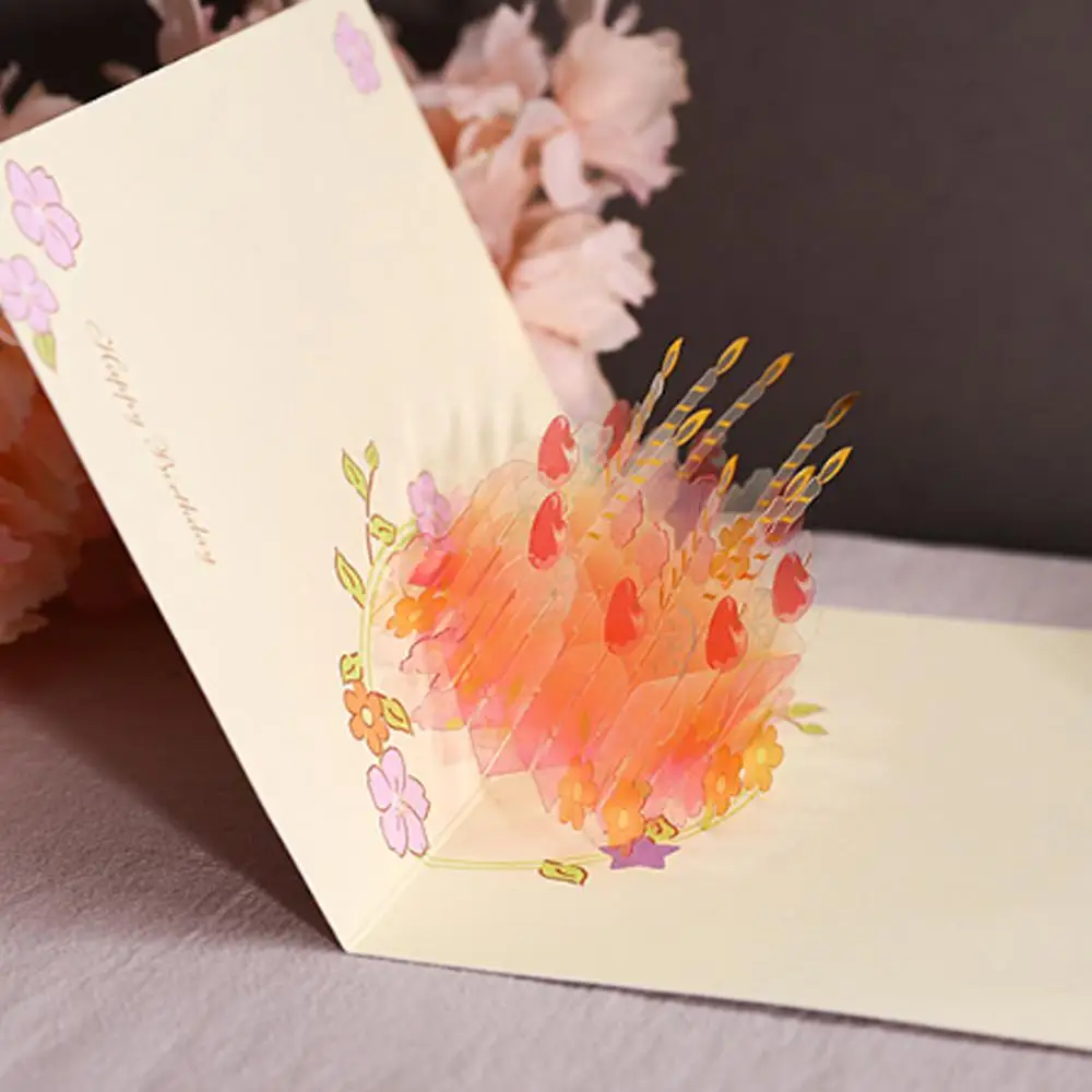 3D Crystal Cake Greeting Card Birthday with Mini Transparent Clear for Girlfriend Fam | Дом и сад