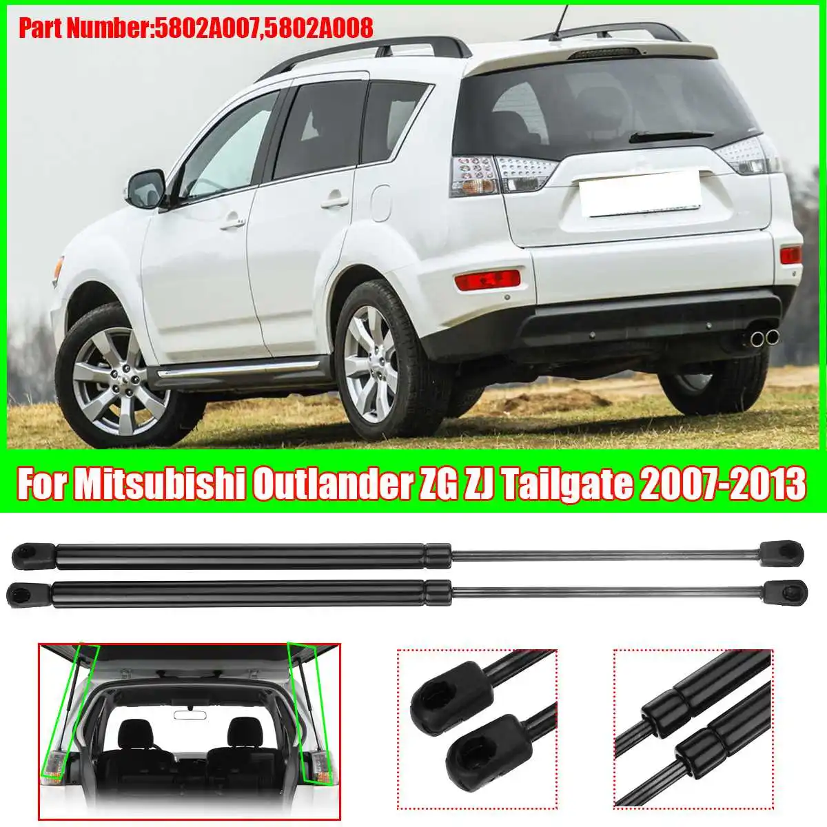 2Pcs For Mitsubishi Outlander 2007 2008 2009 2010 2011 2012 2013 Car styling Tailgate Gas Spring Rear Trunk Gas Struts 5802A007