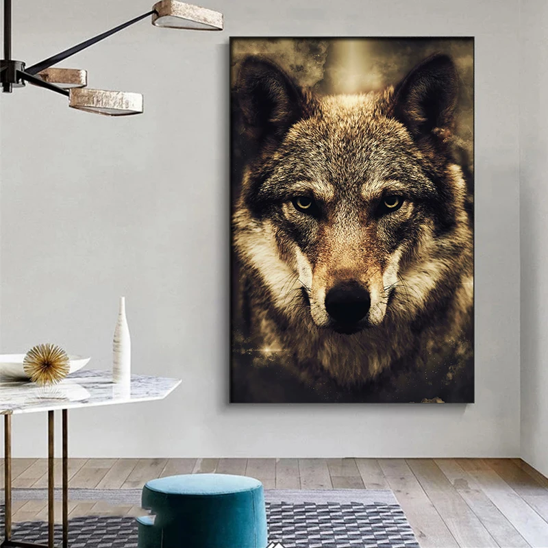 

Wolf Head Wild Animal Canvas Painting Poster Wall Art Picture Nordic Style Living Room Bedroom Home Decoration