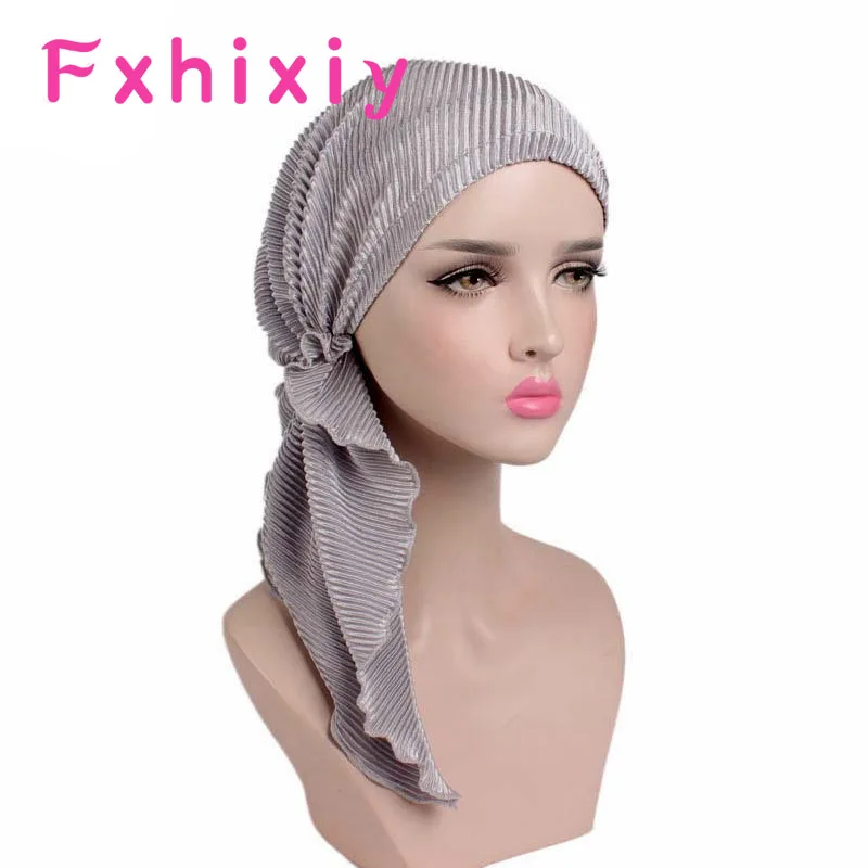 

Muslims Women Ruffle Turban Hat Headscarf Cancer Chemo Beanies Chemotherapy Caps Bandana Headwear Headwrap Hair Loss Cover