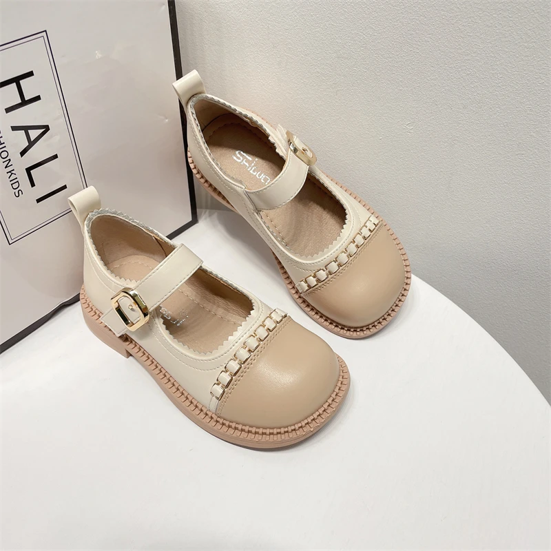 

New High Quality Leather Shoes Girls Princess Children Flats Casual Moccasins Student Spring/Autumn Baby Kids College Style 04