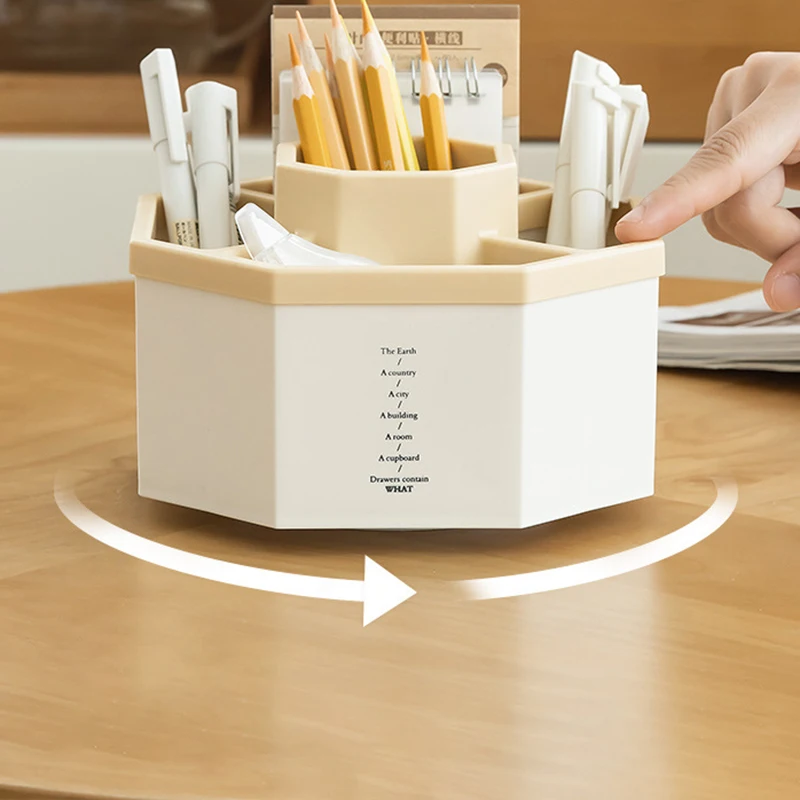 

5-Grid Round Pen Holder 360 Degree Rotating Pencil Case Multifunction Desktop Organiser Office School Supplies Pen Holder