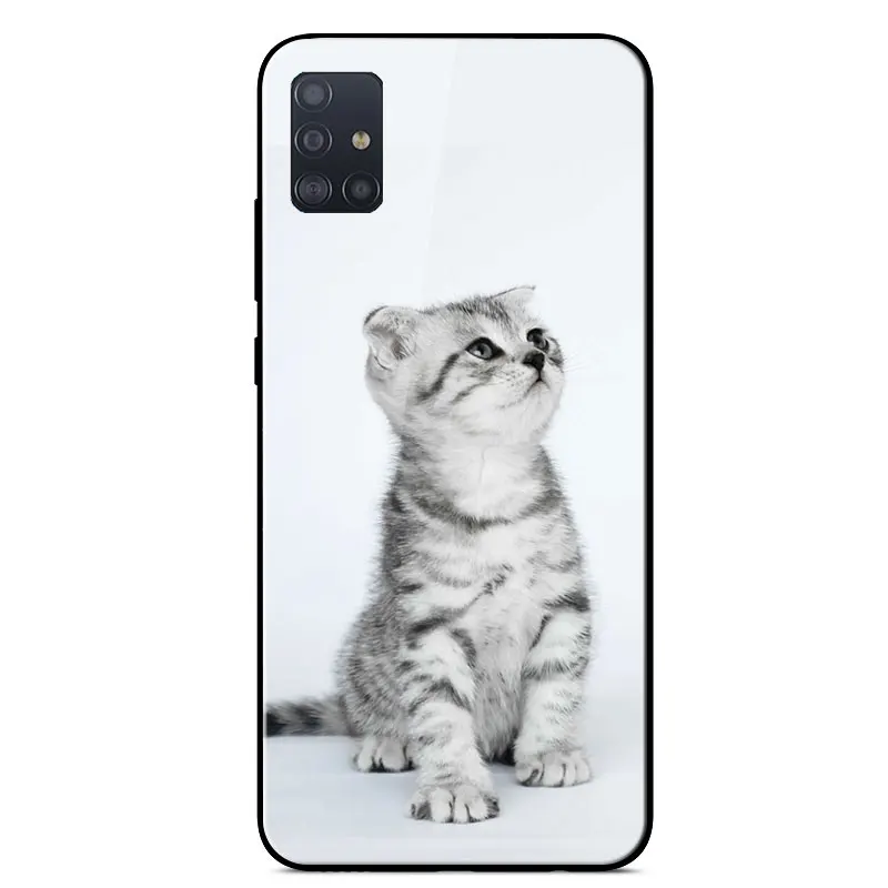 

Marble Tempered Glass Case For Samsung A51 Luxury Star Space Bumper For Samsung Galaxy A51 A 51 SM-A515F A515 Protective Cover