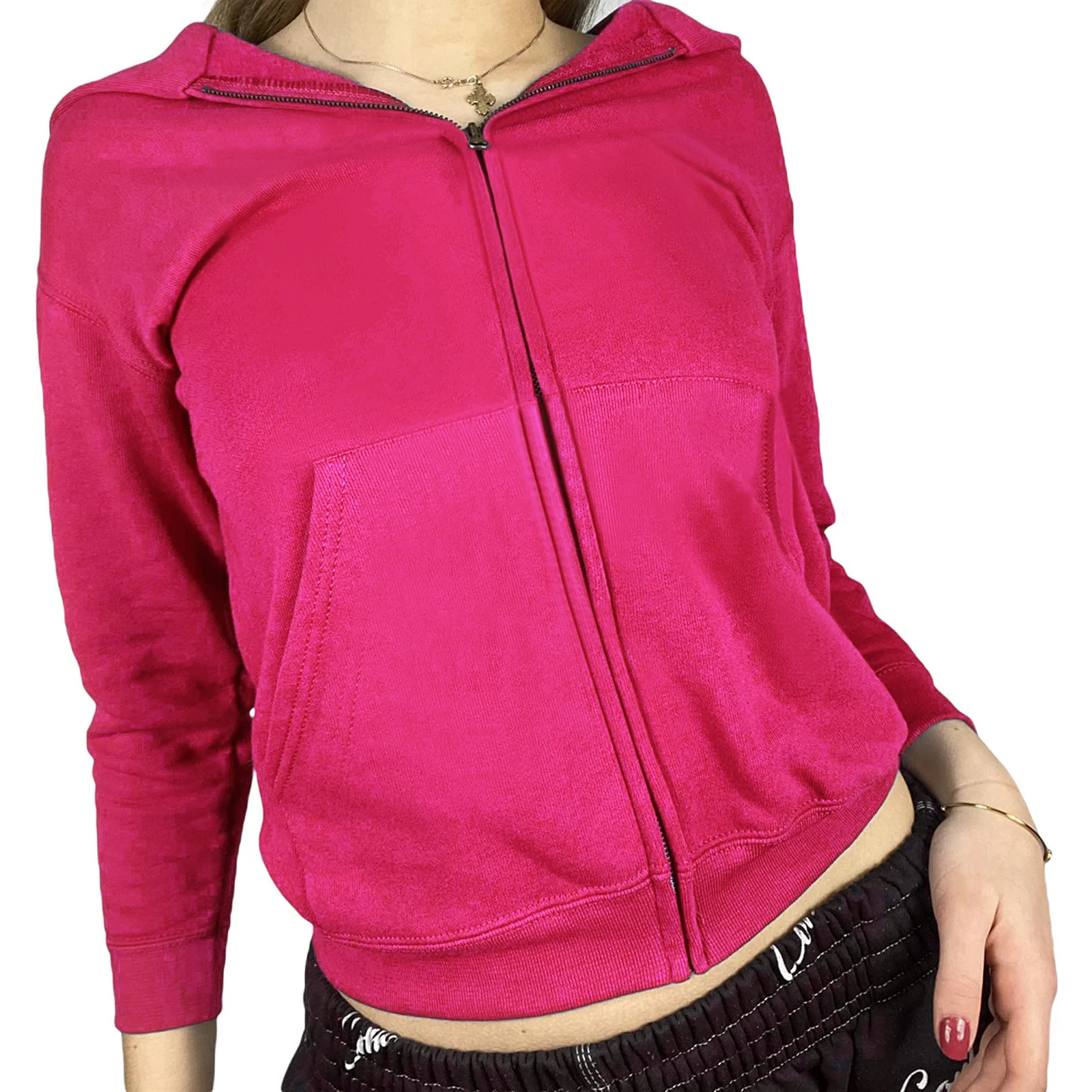 

5 Colors Women Girls Fleece-lined Long Sleeve Outwear Autumn Ladies Solid Color Zipper Hoodie Coat Casual Pocket Hooded Cardigan