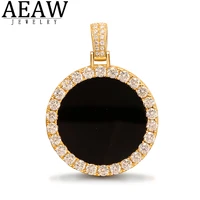 aeaw 30mm 26pcs 3mm moissanite souvenir pendant centre black onyx can match cuban necklace in s925 silver no chain