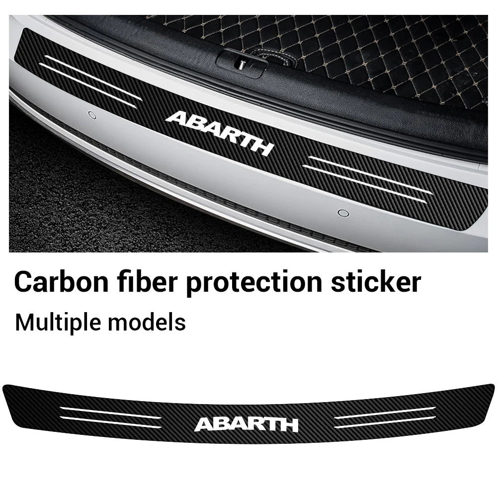 

1pcs Carbon Fiber Car Trunk Rear Bumper Sticker For Fiat ABARTH 500 Punto Panda Tipo car styling