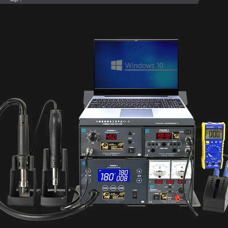 en Ucuz Handskit 110V/220V Güç Kaynağı DC 5V 2A 4 In 1 Büyük Braket Spiral SMD Sıcak Hava Tabancası Rework Istasyonu + Havya Istasyonu Seti