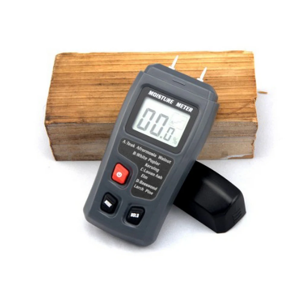 

MT-10 0-99.9% Wood Moisture Tester Wood Hygrometer LCD Four Modes Two Pins Timber Damp Detector Digital Wood Humidity Tester