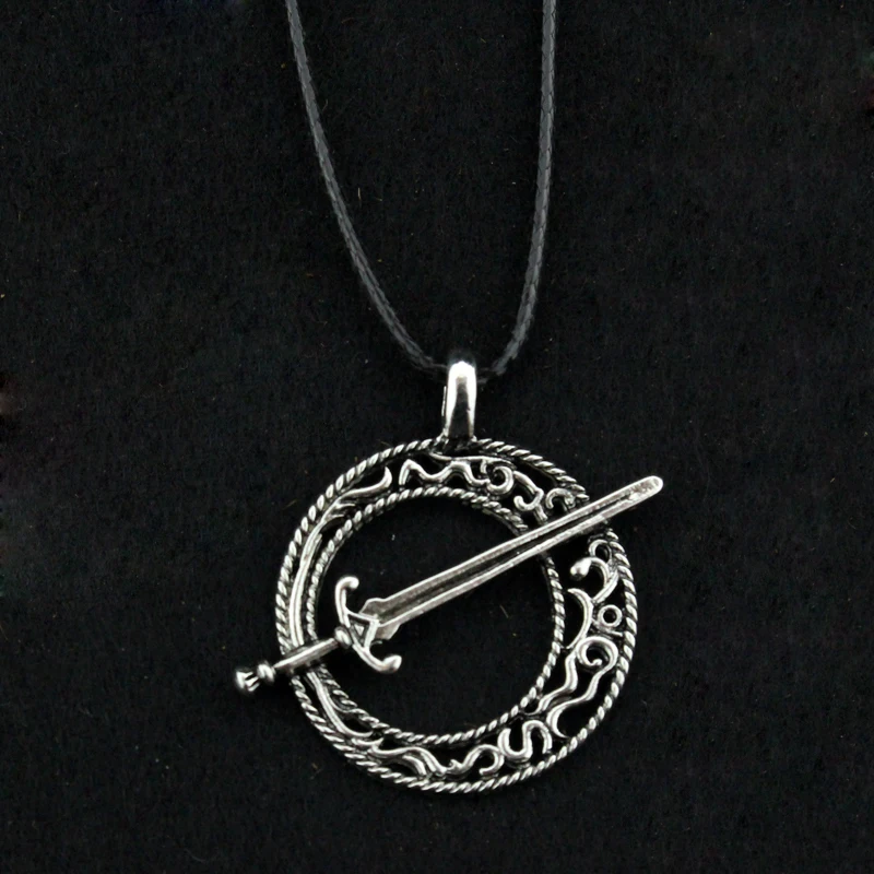 Винтажные меч Круглые Подвески Викинг кожаная веревка колье цепь Мужчины
