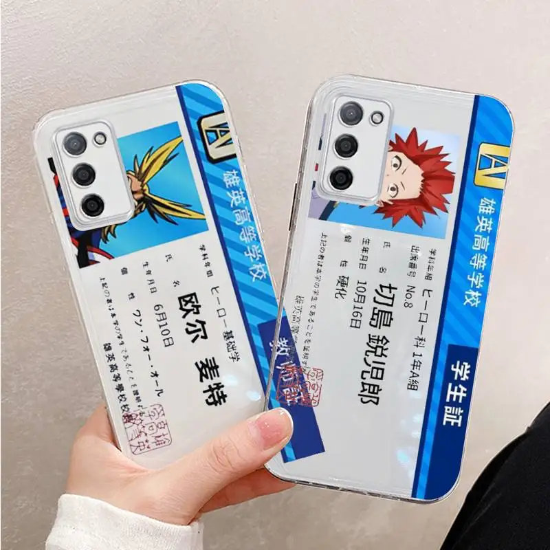 

My Hero Academia Midoriya Phone Case For Xiaomi Mi 11 Ultra Lite 10 Redmi Note 9 8 7 9a K30S K40 Pro Transparent Coque