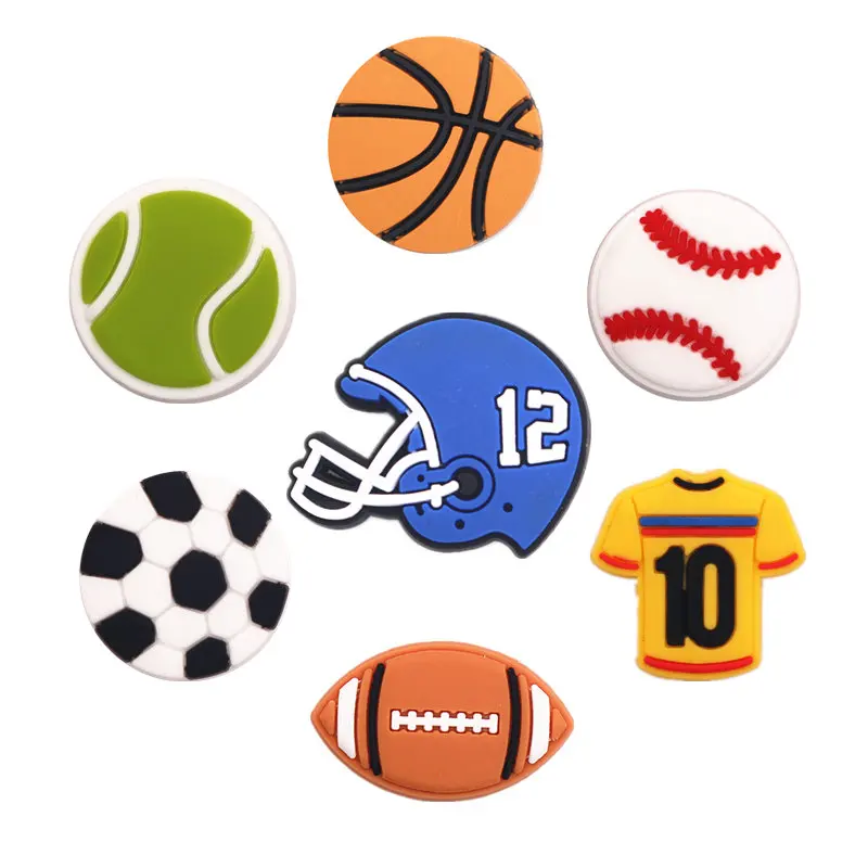 1pc PVC Sports Style Shoe Decoration Basketball/Soccer/Tennis/Baseball/Football Model Shoe Charms Accessories for croc jibz Kids