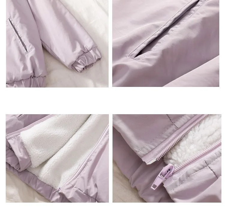 

ZOGAA Winter Outwear Plus Velvet Thick Baseball Uniform Jacket Women Loose Wild Retro Student Tooling Ins Tide Cotton Coats