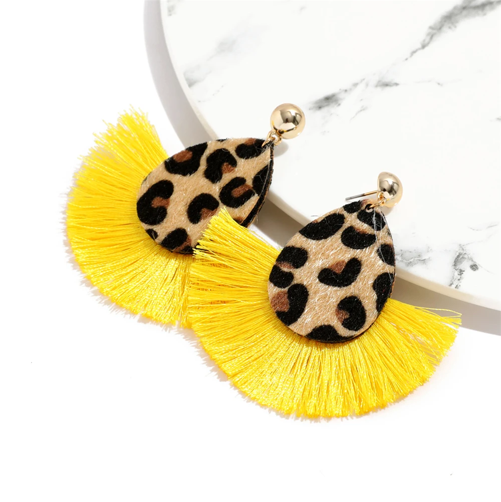 Леопардовые серьги с кисточками для женщин Золотые модное ювелирное изделие