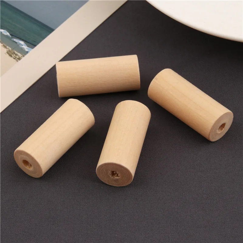 Необработанные бусины из натурального дерева 20 шт. цилиндрическая деревянная