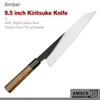amber 9 5 inch kiritsuke knife 440c high carbon stainless steel professional kitchen knives olive wood handle japanese knife