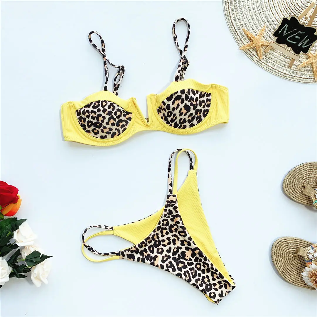 Сексуальное бикини с пуш-апом женский купальник комплект из двух предметов