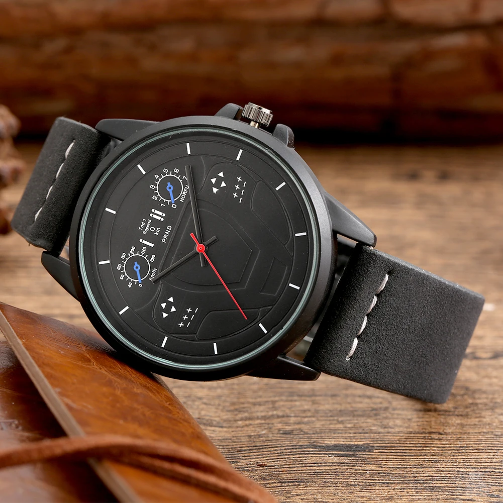 

Creative Car Steering Wheel Dashboard Dial Quartz Watch for Men PU Leather Strap Male Sport Wrist Watches Gift Relogio Masculino