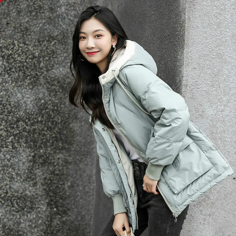 

2021 Women Winter New Casual Down Outerwear Lady Glossy Mid-Long Cotton Coats Female High Quality Warm Thick Padded Jackets B178