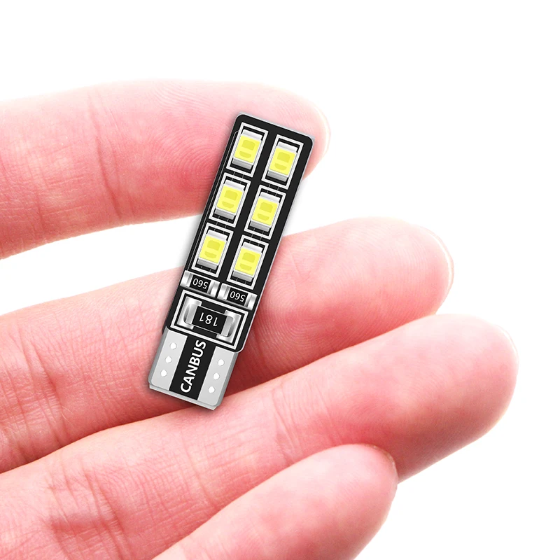 1 шт. T10 W5W Автомобильный светодиодный светильник CANBUS 12 свет 3528 SMD габаритная лампа для чтения 194 168 2825 сигнальная лампа белого цвета 12 В