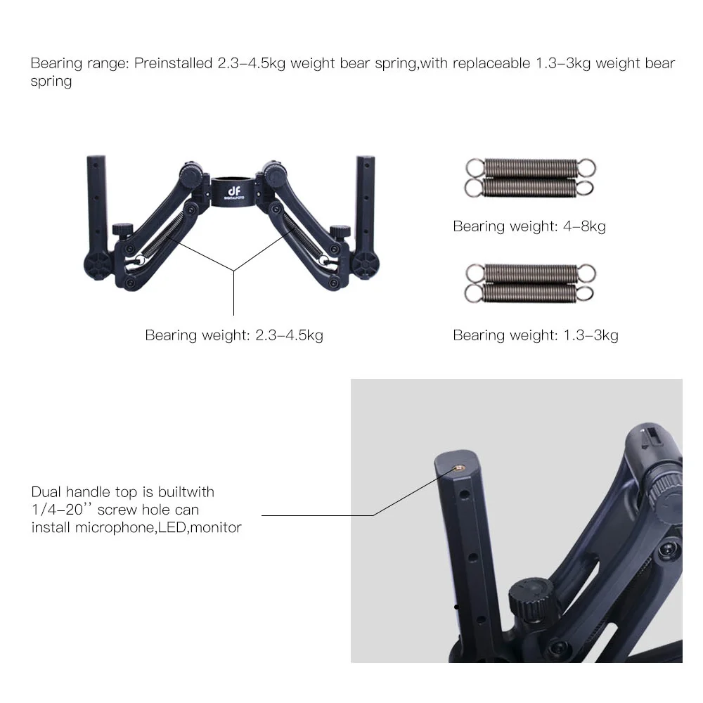 

DF Spring Dual Handle Gimbal Stabilizer Dual Grip Handle Replacement for DJI Zhiyun Feiyu MOZA Series Stabilizer Accessories